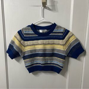 Striped Blue and Yellow Women's Sweater